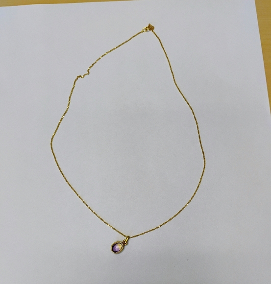 La Bolivianita (or Ametrine) With Italian 18K Yellow Gold Chain Necklace. - Picture 13 of 14